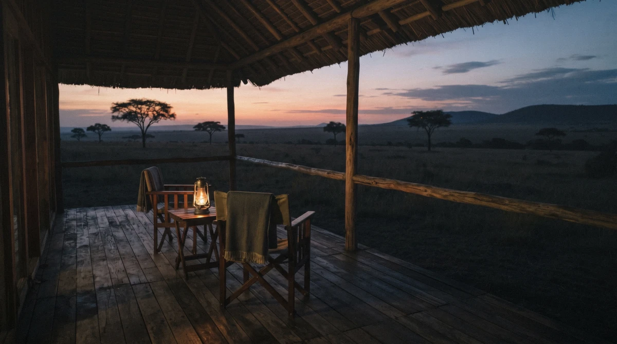 A hotel terrace in Karen facing the garden grounds, illustrating where to stay in Nairobi for safari