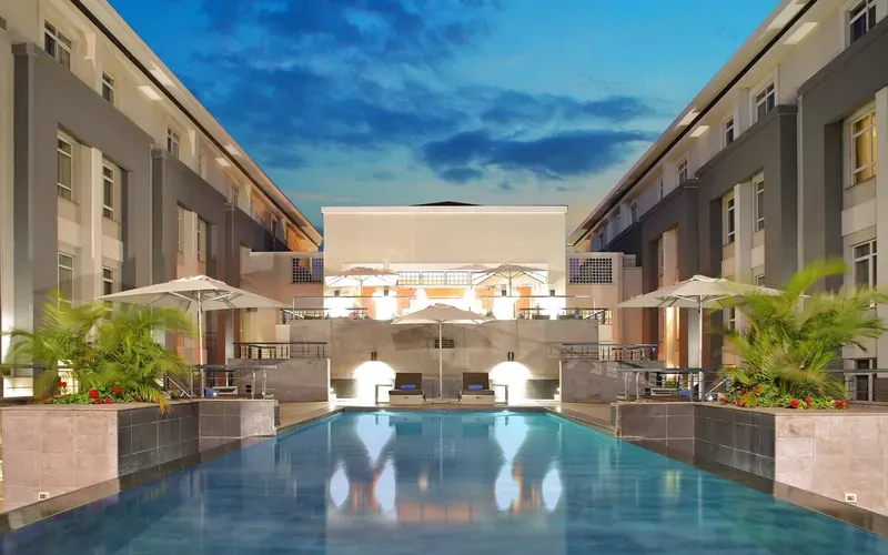 Eka Hotel Nairobi outdoor pool on Mombasa Road, a well-rated base for where to stay in Nairobi for safari