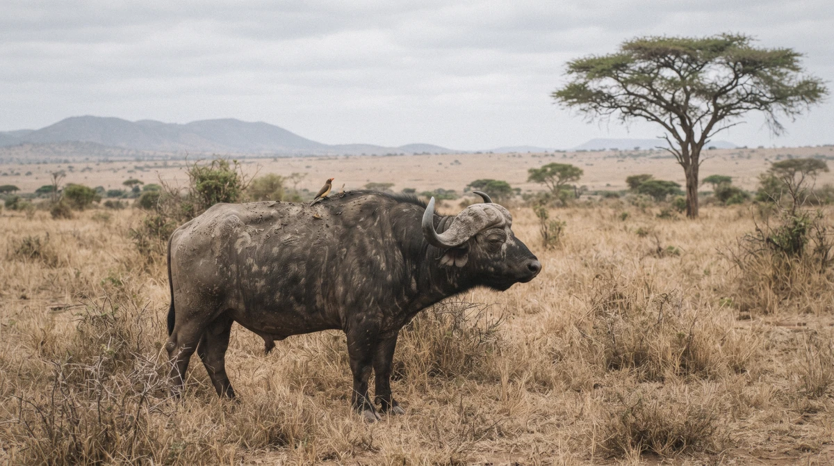 A cape buffalo near the Langata Road side of the park, the corridor every route in this how to get to Nairobi National Park guide follows